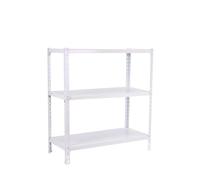 Simon Rack Scaffale Metallo Garage e 3 Ripiani, Capacità di Carico 70 kg e Punto di Flessione, 900x900x300 mm, Metallo, Scaffalatura per Garage, Bianco - Ecoclick