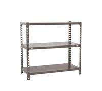 Simon Rack Scaffale Metallo Garage e 3 Ripiani, Capacità di Carico 70 kg e Punto di Flessione, 900x900x400 mm, Metallo, Scaffalatura per Garage, Grigio - Ecoclick