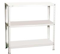 Simon Rack Scaffale Metallo Garage e 3 Ripiani, Capacità di Carico 75 kg e Punto di Flessione, 1000x900x400 mm, Metallo, Scaffalatura per Garage, Bianco - Advantage