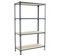 Simon Rack Scaffale Metallo Garage e 4 Ripiani, Capacità di Carico 150 kg e Punto di Flessione, 1500x1000x500 mm, Metallo, Scaffalatura per Garage, Zincato/Legno - Maderclick