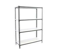Simon Rack Scaffale Metallo Garage e 4 Ripiani, Capacità di Carico 180 kg e Punto di Flessione, 1500x1000x300 mm, Metallo, Scaffalatura per Garage, Antracite/Bianco - Simonclick