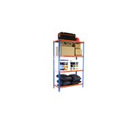 Simon Rack Scaffale Metallo Garage e 4 Ripiani, Capacità di Carico 180 kg e Punto di Flessione, 1500x800x300 mm, Metallo, Scaffalatura per Garage, Blu/Arancione/Zincato - Simonclick