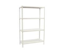 Simon Rack Scaffale Metallo Garage e 4 Ripiani, Capacità di Carico 200 kg e Punto di Flessione, 1500x1200x300 mm, Metallo, Scaffalatura per Garage, Bianco - Simonclick