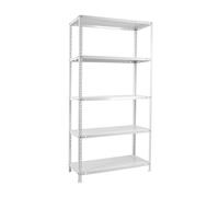 Simon Rack Scaffale Metallo Garage e 5 Ripiani, Capacità di Carico 100 kg e Punto di Flessione, 1800x800x400 mm, Metallo, Scaffalatura per Garage, Bianco - Comfort