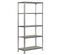 Simon Rack Scaffale Metallo Garage e 5 Ripiani, Capacità di Carico 150 kg e Punto di Flessione, 2000x1000x400 mm, Metallo, Scaffalatura per Garage, Zincato/Legno - Maderclick