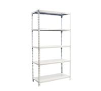Simon Rack Scaffale Metallo Garage e 5 Ripiani, Capacità di Carico 180 kg e Punto di Flessione, 1800x800x300 mm, Metallo, Scaffalatura per Garage, Bianco - Simonclick