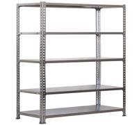 Simon Rack Scaffale Metallo Garage e 5 Ripiani, Capacità di Carico 180 kg e Punto di Flessione, 1800x900x300 mm, Metallo, Scaffalatura per Garage, Zincato - Simonclick