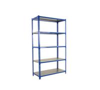 Simon Rack Scaffale Metallo Garage e 5 Ripiani, Capacità di Carico 180 kg e Punto di Flessione, 2000x1000x500 mm, Metallo, Scaffalatura per Garage, Blu/Zincato - Simonclick