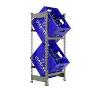 Simon Rack Scaffale per casse di bevande, Ripiano per 2 cassette, 1000x400x300 mm, Ripiano per casse di bevande in metallo, Gris - Simonbottle