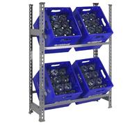 Simon Rack Scaffale per casse di bevande, Ripiano per 4 cassette, 1000x800x300 mm, Ripiano per casse di bevande in metallo, Gris - Simonbottle