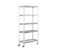 Simon Rack Scaffale per piante con ruote, giardino verticale, 1875 x 900 x 500 mm, 75 kg di punto flessione, 5 ripiani, bianco/galva - Simon Garden