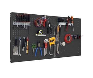 Simon Rack Simonwork - Pannello strumenti da parete, organizer attrezzi, include 22 ganci e 3 supporti, 1500 x 400 mm, antracite