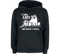 Simon' s Cat I Like Cats And Maybe 3 People Donna Felpa con Cappuccio Nero L