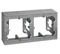 SIMON - Scatola a doppia superficie, base presa da incasso, serie Simon 10, adatta per interni (IP20), facile da installare, due elementi, colore alluminio
