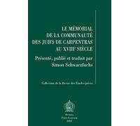 Simon Schwarzfu Le Memorial De La Communaute Des Juifs De Carpentras (Tascabile)