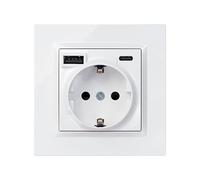 SIMON - Spina da incasso Schuko + 2 porte USB C (10,5 W), serie Simon 10, 250 V, 16 A, presa da parete con ricarica aggiuntiva, include telaio, coperchio e meccanismo, colore bianco