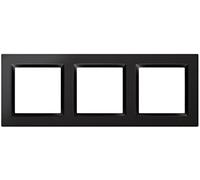 SIMON - Telaio interruttore a parete, 3 elementi, compatibile con meccanismi Simon 10, adatto per interni, facile da montare, compatibile con pulsante, interruttore e spina Schuko, colore nero