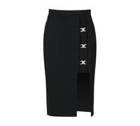 Simona Corsellini - Gonna in Viscosa Nera con Spacco Sinistro e Ganci - - Skirts - Donna - Nero - L