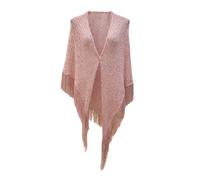 Simona Corsellini - Scialle in Maglia Luxury con Frange - - Jackets - Donna - Rosa - ONE SIZE