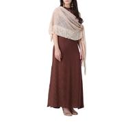 Simona Corsellini scialle in maglia traforata lurex con frange beige