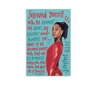 Simone Biles Poster Nero Ragazza Magia USA Ginnastica Ragazza Potere Inspirational Wall Art Poster Scroll Tela Pittura Immagine Soggiorno Decor Casa 12x