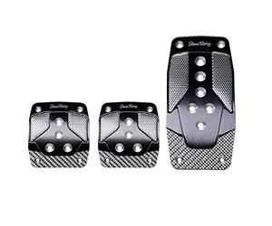 Simoni Racing 963/C Pedali Universali Carbon Shade, Kit Copripedale Universale in Alluminio nero e Carbonio Bianco, Per Acceleratore, Frizione e Freno