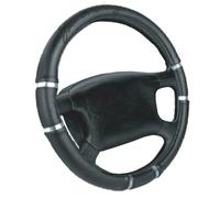 Coprivolante auto diametro 37-39cm Simoni Racing eco-pelle nera inserti cromati