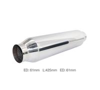 Silenziatore universale inox lucido uscita rotonda 58mm ESR7 425mm