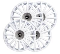 Simoni Racing GP/14W, Set 4 Copricerchi Gran Prix White 14 Pollici, copriruota Auto Bianchi e Silver