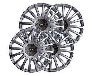 Simoni Racing GP/15, Set 4 Copricerchi universali Grand Prix da 15" pollici, Copriruota auto Grigio Silver