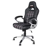 Simoni Racing SRS/CT Sedia Poltrona Gaming, Sedia da Scrivana Ufficio Casa in Ecopelle e Tessuto, Rotazione 360 Gradi Direzionale Altezza Regolabile 5 Ruote (Rosso - Nero)