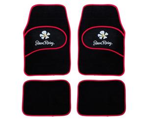 Simoni Racing TSRD/UR Daisy Tappetini Universali per Auto, Set 4 pezzi, Moquette Nera, Bordo Rosso