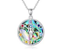 SIMONLY Collana con ciondolo a forma di fiore della vita, in argento Sterling 925, con simbolo della pace, regalo per donne, Natale, festa della mamma, Argento sterling, Non pietra preziosa