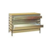 SimonRack 8435104932872 Banco da Lavoro Officina, capacità di Peso 400 kg, 842x910x610 mm, 6 Cassettto, Grigio/LENGO, 842x910x610