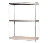 SimonRack 8435104949948 Scaffale Metallo Garage 3 Livelli con capacità di Carico di 1200 kg, ZINCATO/Legno, 2000x1200x450