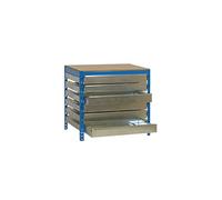 SimonRack Banco da Lavoro Officina, Capacità di Peso 400 kg, 842x910x610 mm, Tavolo da Lavoro, 6 Cassettto, Blu/Lengo - BT5