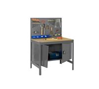 SimonRack Banco da Lavoro Officina, Capacità di Peso 600 kg, 1445x1210x610 mm, Tavolo da Lavoro, Porta Utensili, Grigio/Lengo - BT2