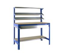 SimonRack Banco da Lavoro Officina, Capacità di Peso 600 kg, 1445x1510x760 mm, Tavolo da Lavoro, 1 Cassettto, Blu/Lengo - BT1