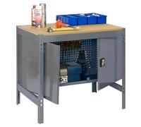 SimonRack Banco da Lavoro Officina, Capacità di Peso 600 kg, 842x1210x760 mm, Tavolo da Lavoro, Porta Utensili, Grigio/Lengo - BT0