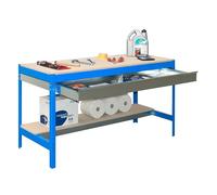 SimonRack Banco da Lavoro Officina, Capacità di Peso 600 kg, 842x1510x760 mm, Tavolo da Lavoro, 1 Cassettto, Blu/Lengo - BT0