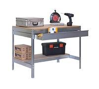 SimonRack Banco da Lavoro Officina, Capacità di Peso 600 kg, 842x1510x760 mm, Tavolo da Lavoro, 1 Cassettto, Zincato/Lengo - BT0