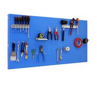 SimonRack Pannello Portautensili in Metallo, Pannelli per attrezzi, Include 14 Ganci e 3 Mensole, 1200x400 mm, Blu - Simonwork