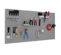 SimonRack Pannello Portautensili in Metallo, Pannelli per attrezzi, Include 14 Ganci e 3 Mensole, 1500x400 mm, Grigio - Simonwork