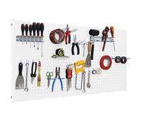SimonRack Pannello Portautensili in Metallo, Pannelli per attrezzi, Include 22 Ganci e 3 Mensole, 1200x400 mm, Bianco - Simonwork