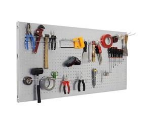 SimonRack Pannello Portautensili in Metallo, Pannelli per attrezzi, Include 22 Ganci e 3 Mensole, 900x600 mm, Zincato - Simonwork