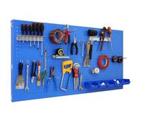 SimonRack Pannello Portautensili in Metallo, Pannelli per attrezzi, Include 22 Ganci e 8 Mensole, 1500x600 mm, Blu - Simonwork