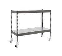 SimonRack Scaffalatura industriale, 975x1200x750 mm, 75 kg di punto flessione, 2 ripiani, scaffali, scaffali in metallo, include ruote, grigio/zincato - SimonWorkshop