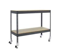 SimonRack Scaffalatura metallica, 75 kg di punto flessione, 975x1200x600 mm, 2 ripiani in legno, scaffalatura, inserimento di ruote, grigio/legno - SimonWorkshop