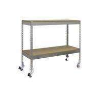 SimonRack Scaffalatura metallica, 75 kg di punto flessione, 975x1500x450 mm, 2 ripiani in legno, scaffalature di stoccaggio, scaffalature industriali, zincate/legno - SimonWorkshop