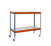 SimonRack Scaffale metallico, 75 kg di punto flessione, 975 x 1200 x 600 mm, 2 altezze, scaffalatura, include ruote, blu/arancione/galva - SimonWorkshop